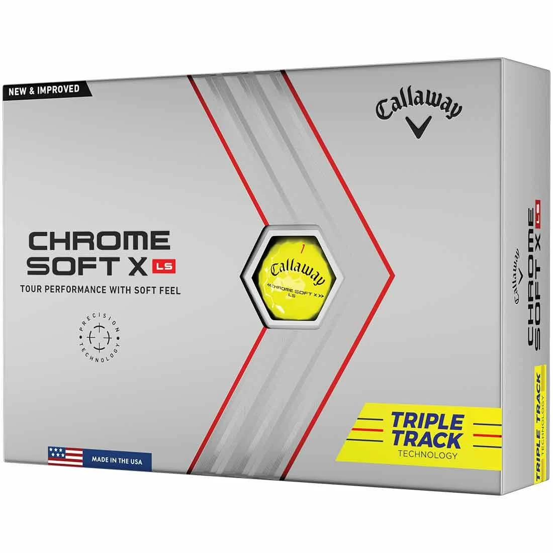 Callaway Chrome Soft X LS Triple Track Yellow Personalized Golf Balls 3 Callaway Chrome Soft X LS Triple Track Yellow Personalized Golf Balls
