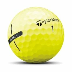 TaylorMade Distance+ Yellow Golf Balls -Golf Balls Sales taylormade 2021 distance plus yellow golf balls side stamp